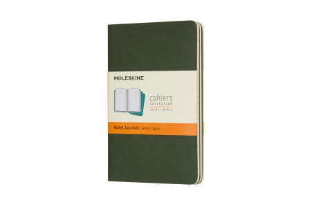 Moleskine Myrtle Green Pocket Ruled Cahier Journal (Set of 3)