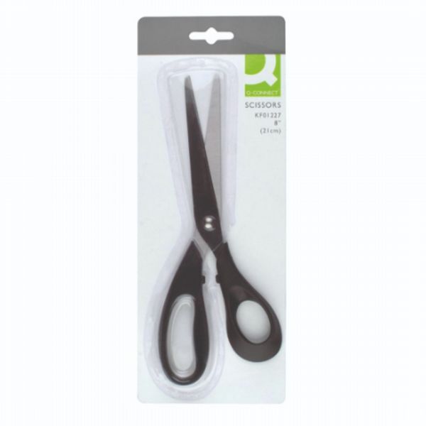 Q-Connect Ergonomic All Purpose Scissors 210mm Stainless Steel Blades Black Handle CKF01227